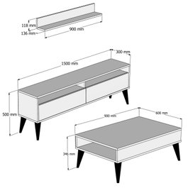 Hanah Home Conjunto de Muebles de Salón Best - Crema